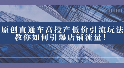 【副业项目8402期】2023直通车高投产低价引流玩法，教你如何引爆店铺流量！-元满创业网