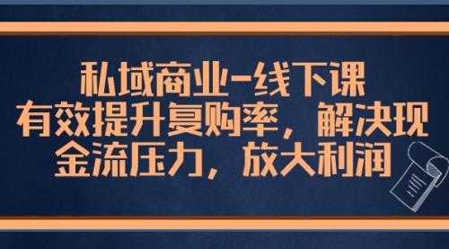 【副业项目8578期】私域商业-线下课，有效提升复购率，解决现金流压力，放大利润-元满创业网