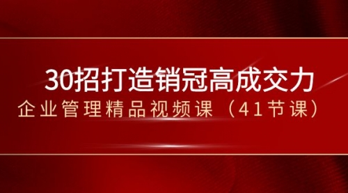 【副业项目8634期】30招-打造销冠高成交力-企业管理精品视频课-元满创业网