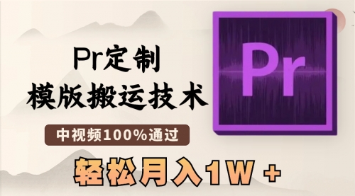【副业8726期】最新Pr定制模版搬运技术，中视频100%通过-元满创业网