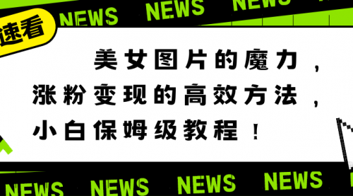 【副业8733期】美女图片的魔力，涨粉变现的高效方法，小白保姆级教程！-元满创业网