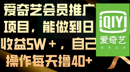 【副业8764期】爱奇艺会员推广项目，能做到日收益5W＋-元满创业网