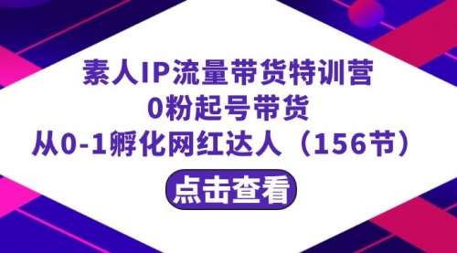 【副业8847期】繁星·计划素人IP流量带货特训营：0粉起号带货 从0-1孵化网红达人（156节）-元满创业网