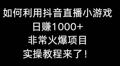 【副业8921期】如何利用抖音直播小游戏日赚1000+，非常火爆项目，实操教程来了！-元满创业网