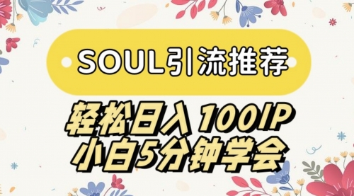 【副业9006期】SOUL引流推荐 轻松日入100IP 小白5分钟学会-元满创业网