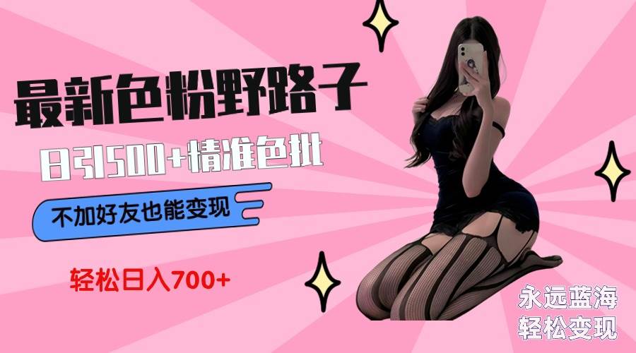 最新色粉变现野路子，日引500+老色批 可不加好友直接变现 小白轻松日入700+-元满创业网