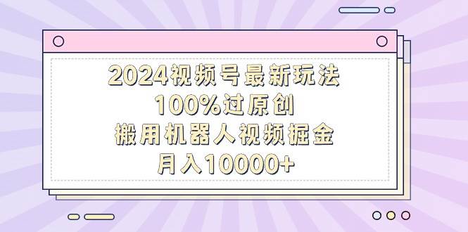 2024视频号最新玩法，100%过原创，搬用机器人视频掘金，月入10000+-元满创业网