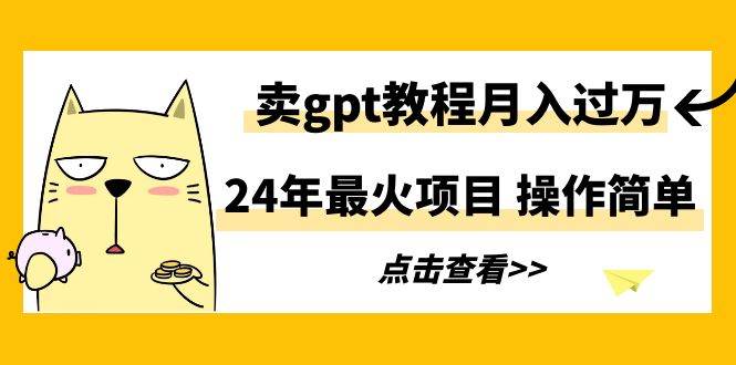 24年最火项目，卖gpt教程月入过万，操作简单-元满创业网