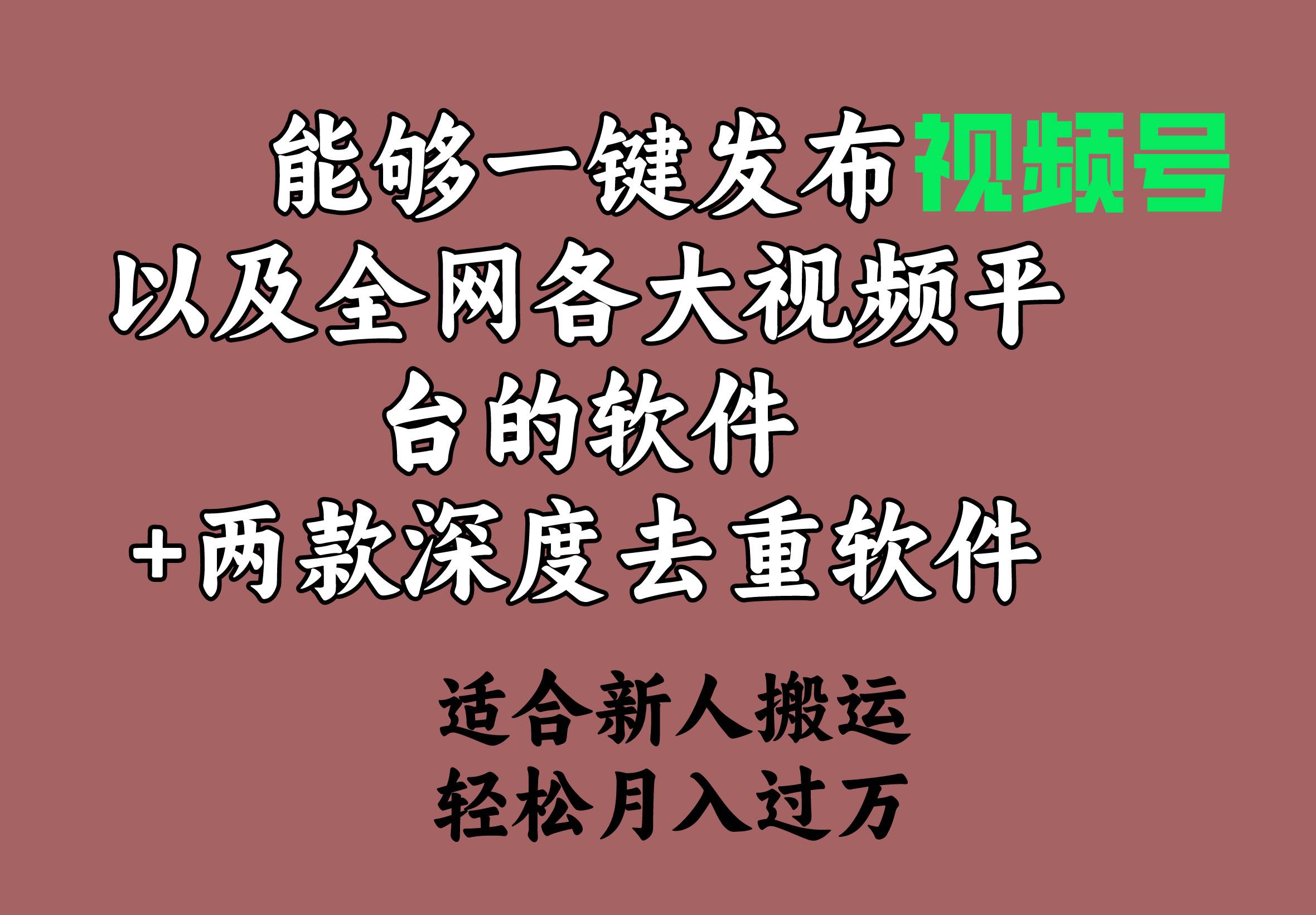 能够一键发布视频号以及全网各大视频平台的软件+两款深度去重软件 适合…-元满创业网