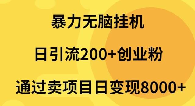 暴力无脑挂机日引流200+创业粉通过卖项目日变现2000+-元满创业网