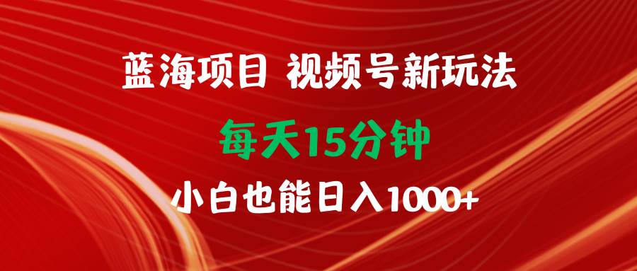 蓝海项目视频号新玩法 每天15分钟 小白也能日入1000+-元满创业网