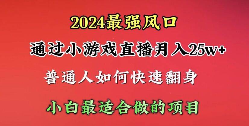 2024年最强风口，通过小游戏直播月入25w+单日收益5000+小白最适合做的项目-元满创业网