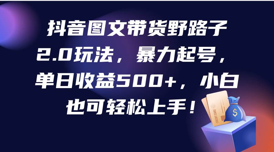 抖音图文带货野路子2.0玩法，暴力起号，单日收益500+，小白也可轻松上手！-元满创业网