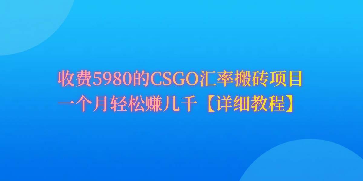 CSGO装备搬砖，月综合收益率高达60%，你也可以！-元满创业网