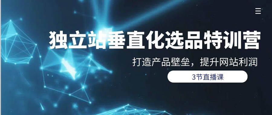 独立站-垂直化选品训练营，打造产品壁垒，提升网站利润（3节直播课）-元满创业网