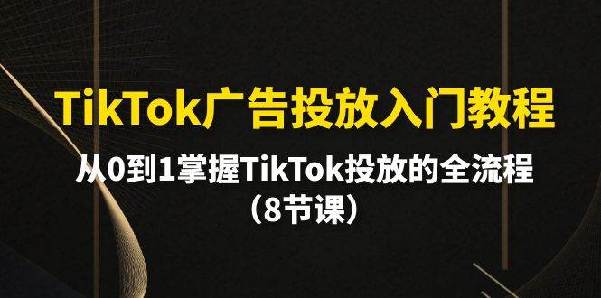 TikTok广告投放入门教程，从0到1掌握TikTok投放的全流程（8节课）-元满创业网