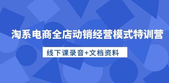 淘系电商全店动销经营模式特训营，线下课录音+文档资料-元满创业网