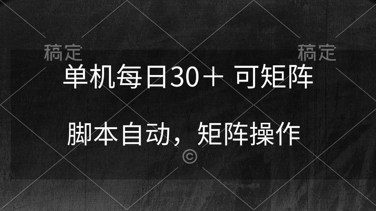 单机每日30＋ 可矩阵，脚本自动 稳定躺赚-元满创业网