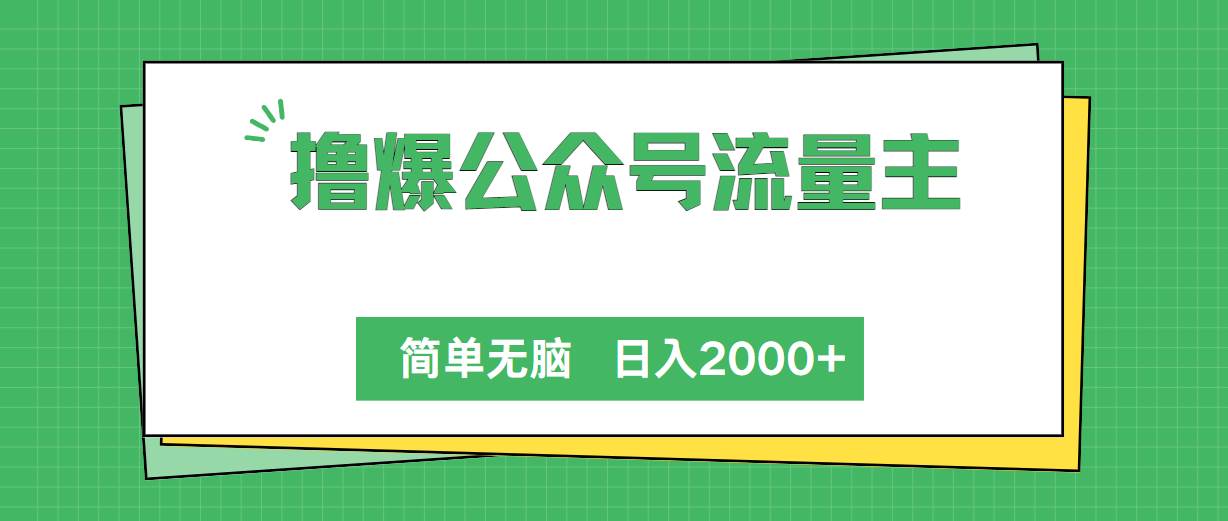 撸爆公众号流量主，简单无脑，单日变现2000+-元满创业网