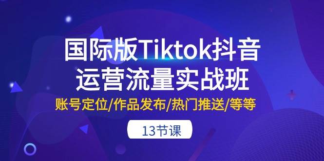 国际版Tiktok抖音运营流量实战班：账号定位/作品发布/热门推送/等等-13节-元满创业网