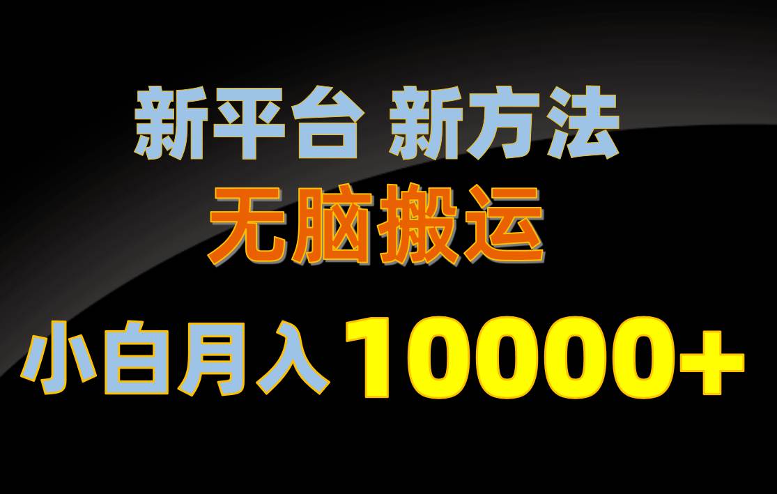 新平台新方法，无脑搬运，月赚10000+，小白轻松上手不动脑-元满创业网