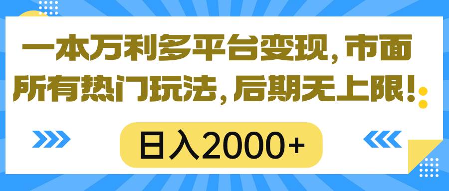 一本万利多平台变现，市面所有热门玩法，日入2000+，后期无上限！-元满创业网