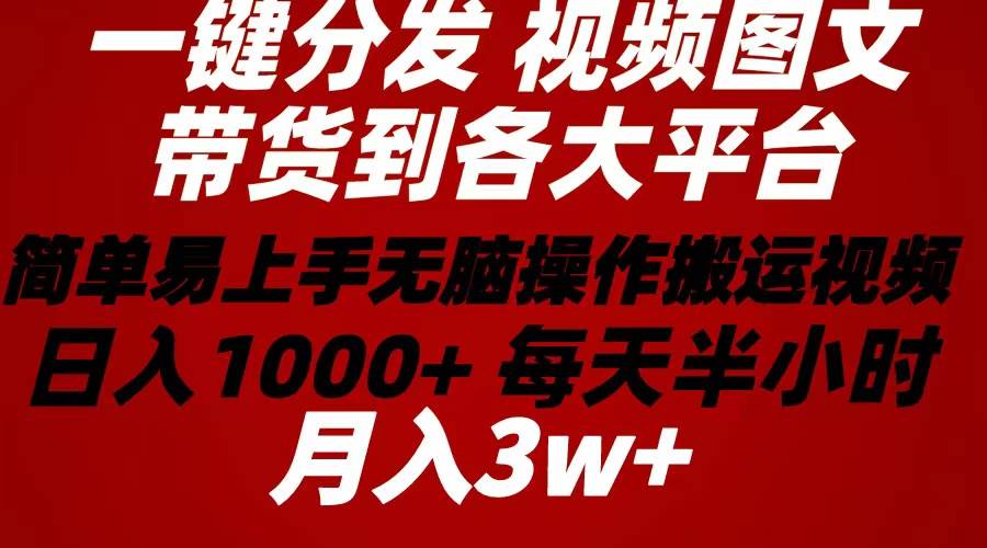 2024年 一键分发带货图文视频  简单易上手 无脑赚收益 每天半小时日入1…-元满创业网