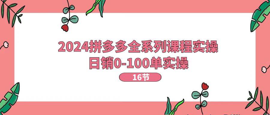 2024拼多多全系列课程实操，日销0-100单实操【16节课】-元满创业网