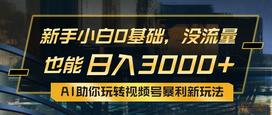 小白0基础，没流量也能日入3000+：AI助你玩转视频号暴利新玩法-元满创业网