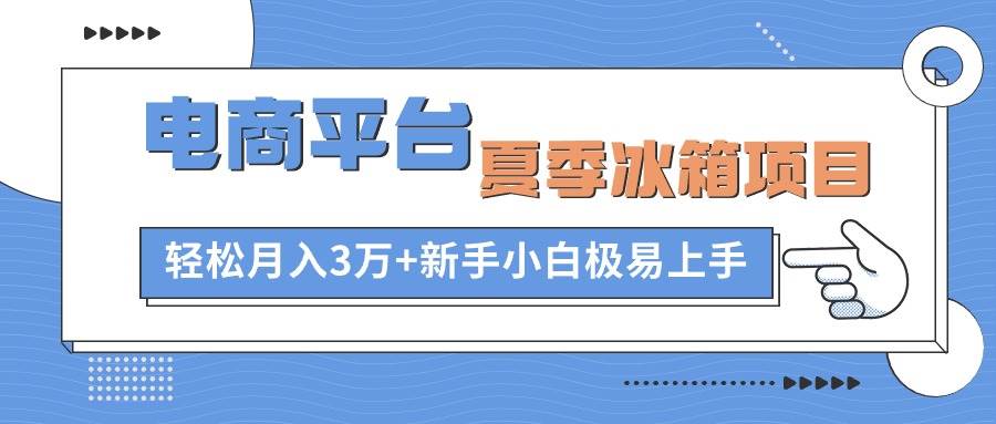 电商平台夏季冰箱项目，轻松月入3万+，新手小白极易上手-元满创业网