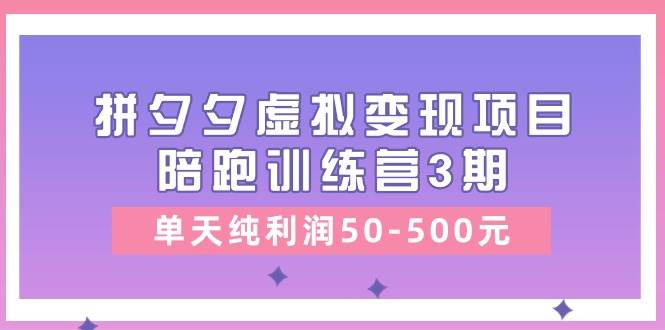某收费培训《拼夕夕虚拟变现项目陪跑训练营3期》单天纯利润50-500元-元满创业网