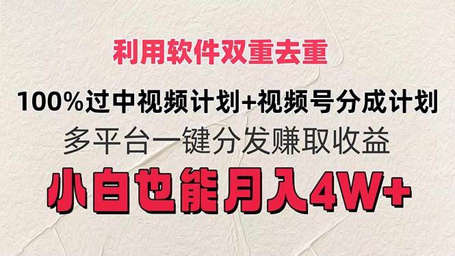 利用软件双重去重，100%过中视频+视频号分成计划小白也可以月入4W+-元满创业网