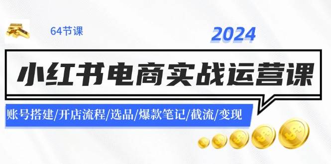 2024小红书电商实战运营课：账号搭建/开店流程/选品/爆款笔记/截流/变现-元满创业网