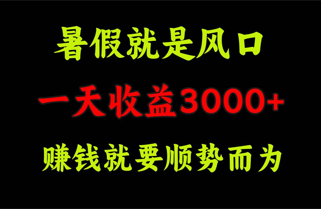 一天收益3000+ 赚钱就是顺势而为，暑假就是风口-元满创业网