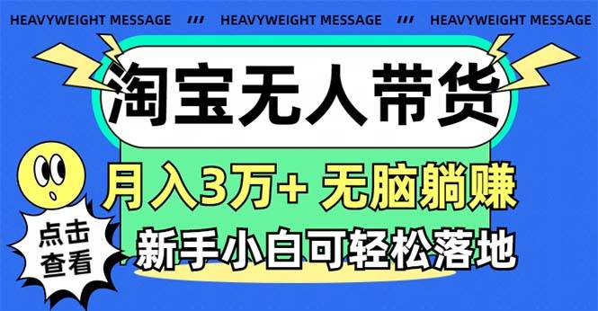 淘宝无人带货3.0高收益玩法，月入3万+，无脑躺赚，新手小白可落地实操-元满创业网