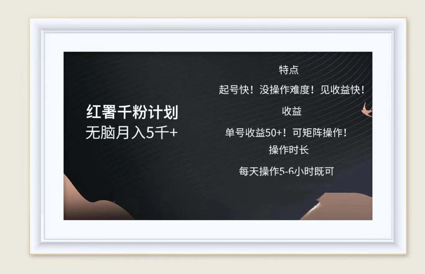 红薯千粉计划无脑月入5千➕！既做既赚！-元满创业网