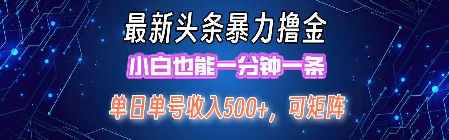 最新头条撸金，小白也能一分钟一条-元满创业网