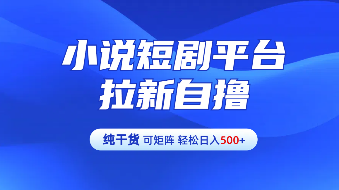 【纯干货】小说短剧平台拉新自撸玩法详解-单人轻松日入500+-元满创业网