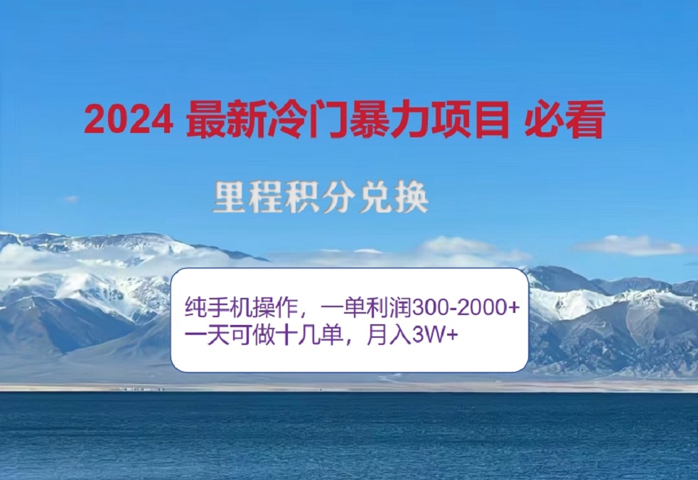 2024惊爆冷门暴利！出行高峰来袭，里程积分，高爆发期，一单300+—2000+，月入过万不是梦！-元满创业网