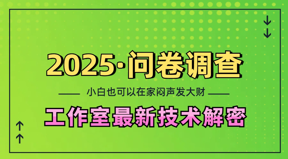 2025《问卷调查》最新工作室技术解密：一个人在家也可以闷声发大财，小白一天200+，可矩阵放大-元满创业网