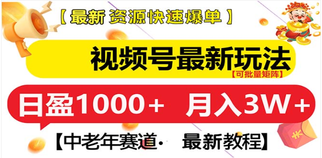视频号独家玩法，老年养生赛道，无脑搬运爆款视频，日入1000+-元满创业网