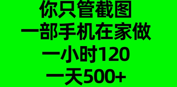 你只管截图，一部手机在家做，一小时120，一天500+-元满创业网