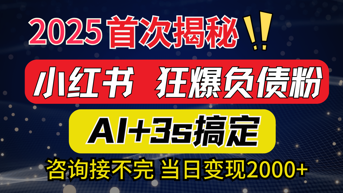2025引流天花板：最新小红书狂暴负债粉思路，咨询接不断，当日入2000+-元满创业网