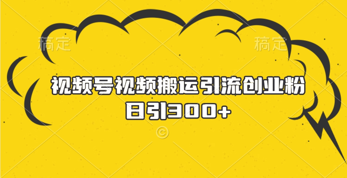 视频号视频搬运引流创业粉，日引300+-元满创业网
