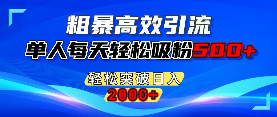 粗暴高效引流,单人每天轻松吸粉500+,轻松突破日入2000+-元满创业网