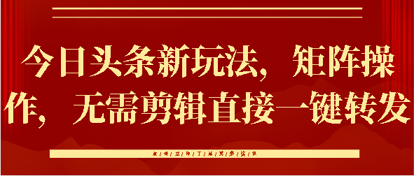 今日头条新玩法，矩阵操作，无需剪辑直接一键转发-元满创业网