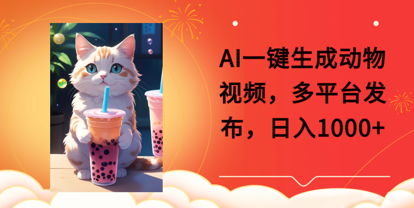 AI一键生成动物搞笑视频，多平台发布，轻松破千万播放，日入2000+-元满创业网