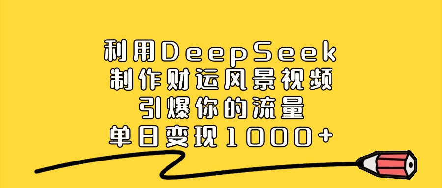 利用DeepSeek制作财运风景视频，引爆你的流量，单日变现1000+-元满创业网