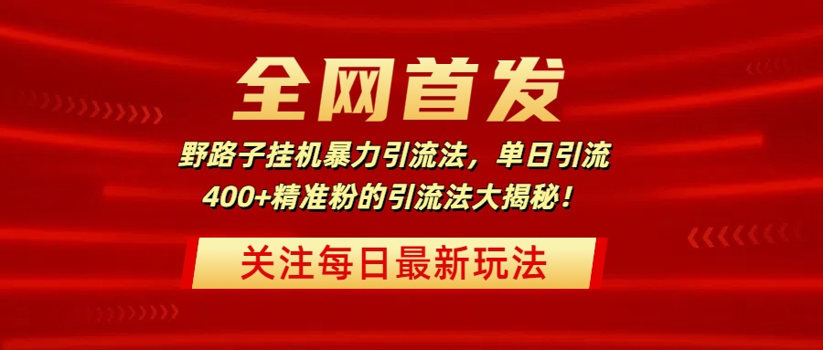 全网首发，野路子挂机暴力引流法，单日引流400+精准粉的引流法大揭秘！-元满创业网