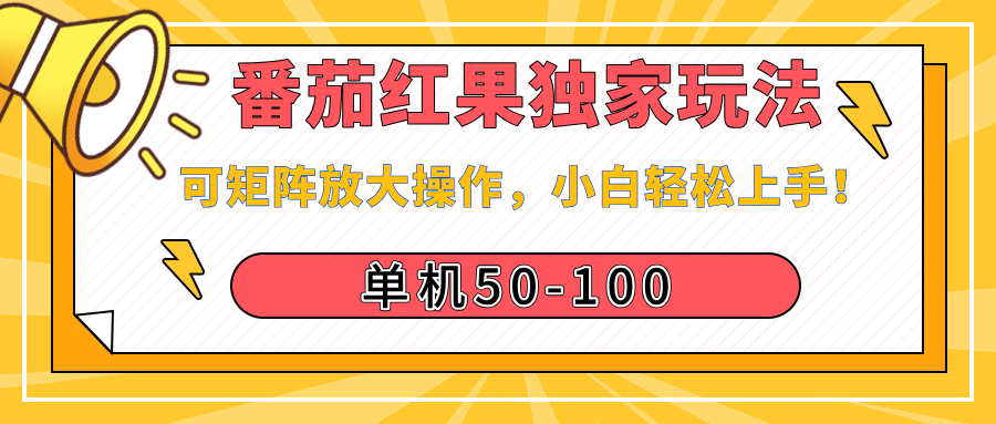 番茄红果独家玩法，单机50-100，可矩阵放大操作，小白轻松上手！-元满创业网